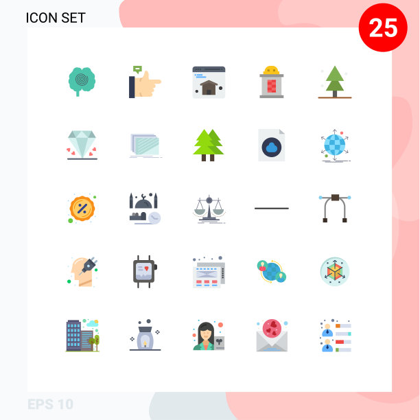 25个创意图标的现代符号和符号图片下载