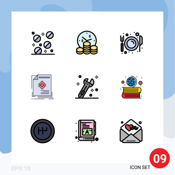 9主题填充线平色和可编辑图片下载