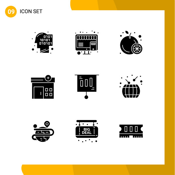 在栅格上设置9个实心符号用于销售营销图片下载