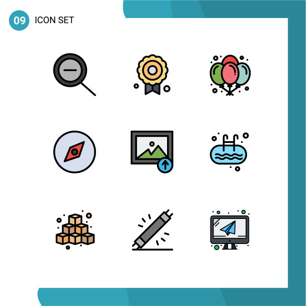 9主题填充线平色和可编辑图片下载