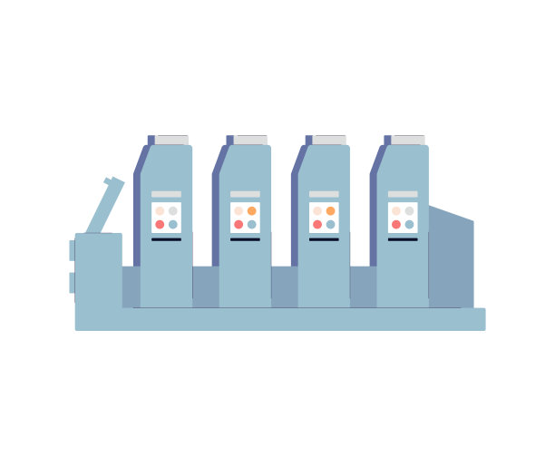 印刷机用于印刷厂或多层印刷平面矢量插图分离。图片下载