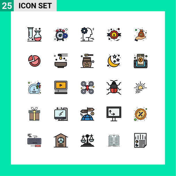 包25个创意填充线平色图片下载