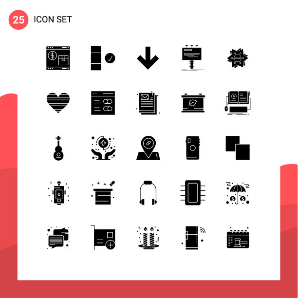 设置25固体符号网格上的品牌推广图片下载