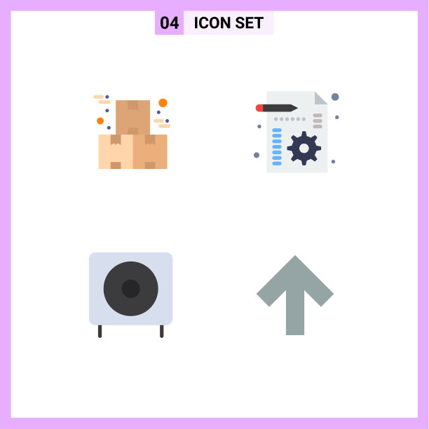 现代设置4个平面图标和符号等图片下载