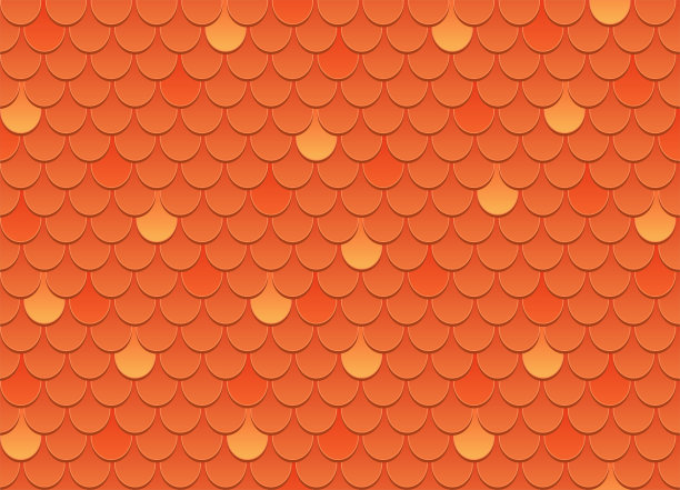 矢量无缝模式的红瓦屋顶。屋顶纹理背景为红色瓦片。橙色的屋顶瓦用于房屋覆盖。矢量插图。图片下载