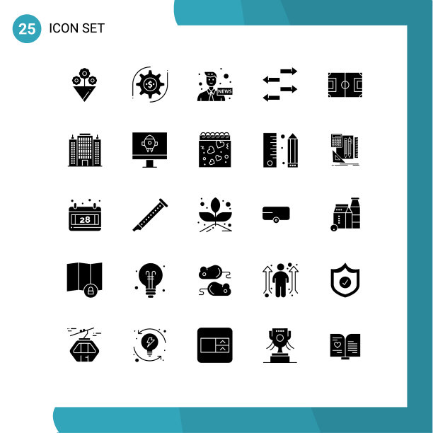 为足球设置25个商业固体符号包图片下载