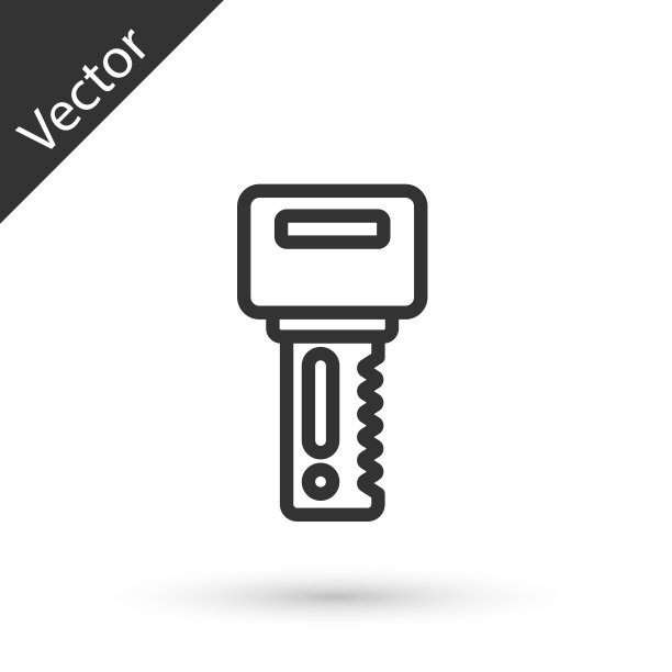 灰色线汽车键与远程图标隔离在白色背景。汽车钥匙和报警系统。向量图片下载