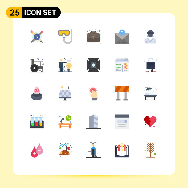 移动界面平色设25个象形图图片下载