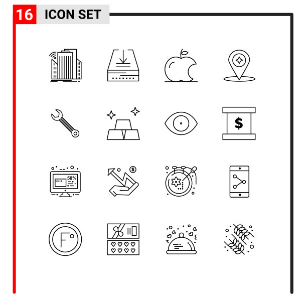 现代集16个轮廓象形的图片下载