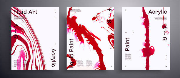 抽象矢量横幅，现代设计流体艺术封面的集合。艺术背景，可用于设计封面、海报、宣传册等。粉色，红色和白色普遍流行的绘画背景。图片下载