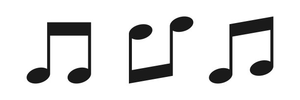 第八个音符，歌曲，旋律。黑白剪影的音符。插图图片下载