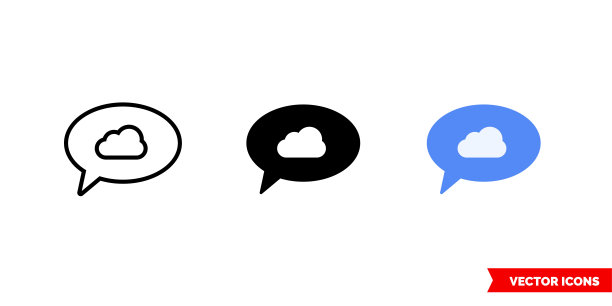 天气谈话图标有三种颜色，黑白，轮廓。孤立向量符号符号图片下载