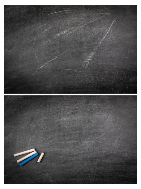 黑色的黑板上有粉笔片。文本和图纸的空间，模拟。划痕和白线图片下载