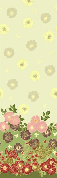 玫瑰果花。无缝的框架。背景说明。手绘轮廓。园林植物的开花抽象工厂图片。向量图片下载