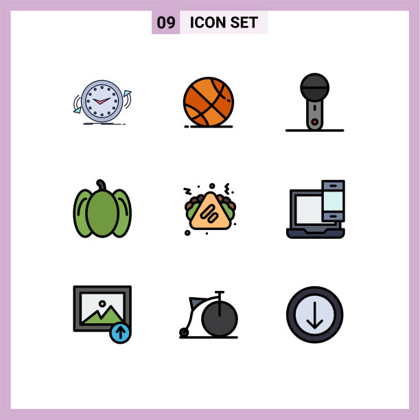 9主题填充线平色和可编辑图片下载