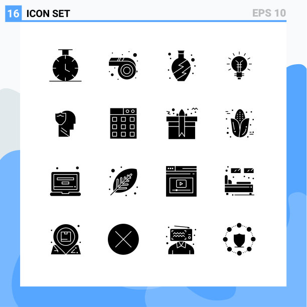 用户界面包16个基本固字形图片下载