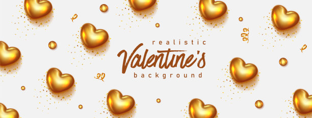 情人节横幅背景，3d心明亮的背景图片下载