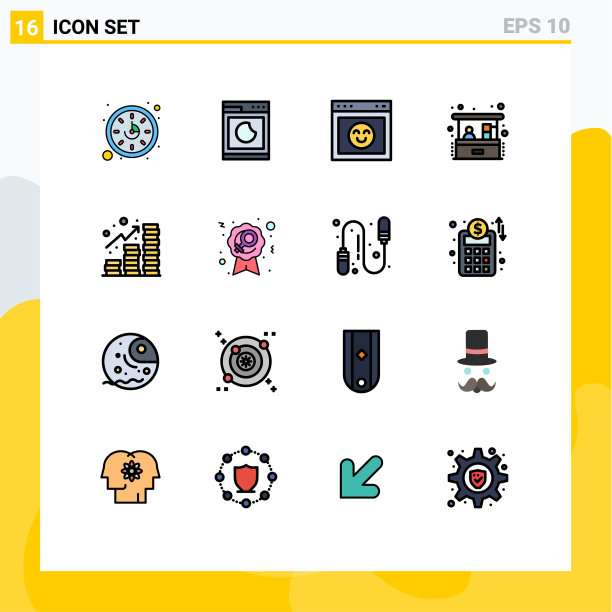 可编辑线包16简单的平面颜色填充图片下载