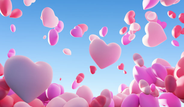 一堆爱情气球。图片下载