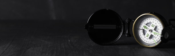 全景横幅与古董指南针图片下载