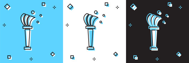 设置曲霉图标孤立在蓝色和白色，黑色背景。向量图片下载