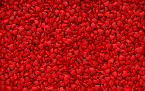 情人节糖果爱心背景图案3D渲染插画，爱庆祝海报、贺卡、banner模板图片下载