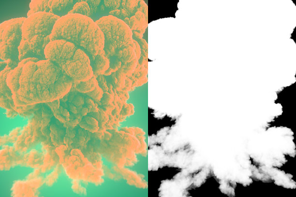 用阿尔法通道近距离观察化学毒物爆炸。3 d渲染图图片下载