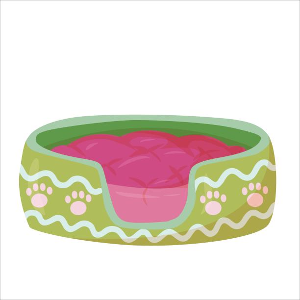 给狗或猫的柔软的床。用线条画出的宠物配件。一组手绘涂鸦中的一个元素。在白色背景上孤立的插图。图片下载