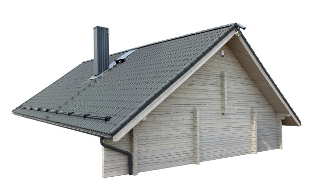 一个现代乡村房子的屋顶孤立在白色图片下载