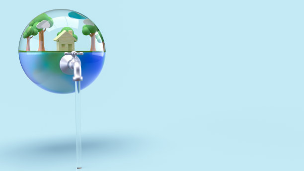 地球上的水滴为世界水日或生态概念三维渲染。图片下载