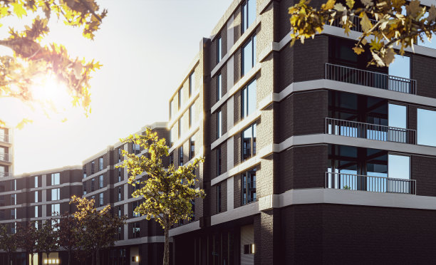 现代公寓的外观。阳光灿烂的日子图片下载