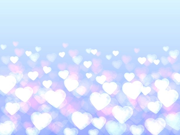 蓝色背景上一组心形的插图图片下载