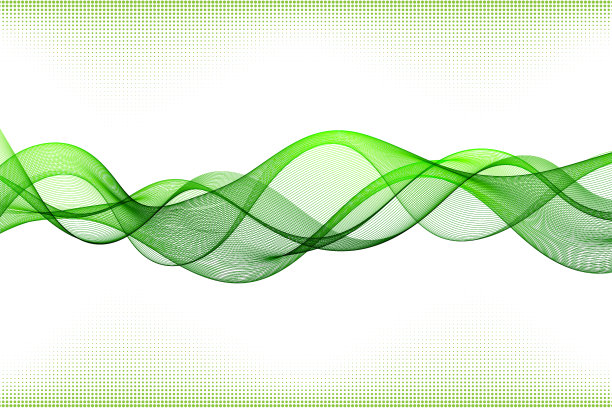 时尚的绿色横波。抽象烟雾波线半色调背景图片下载