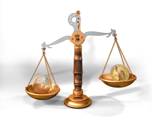 规模，美元和欧元硬币图片下载