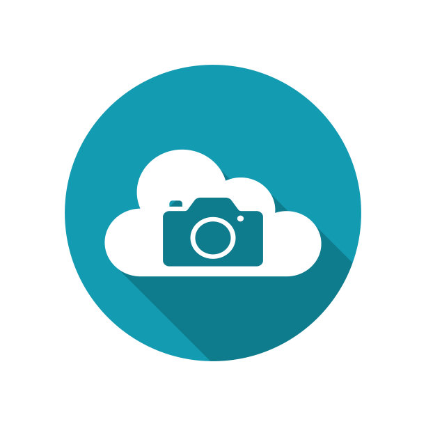 云上的相机图标。孤立在白色背景上。向量图片下载