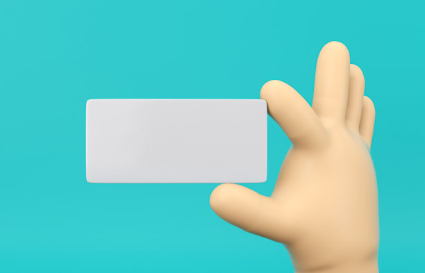 3d卡通手握空白优惠券模型上孤立的背景。图片下载