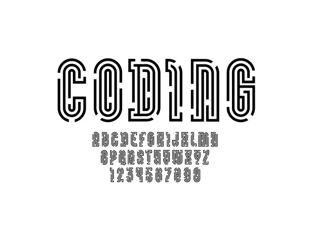 字体从黑线，时髦的字母无衬线，现代字母和数字，矢量插图画家10 eps图片下载