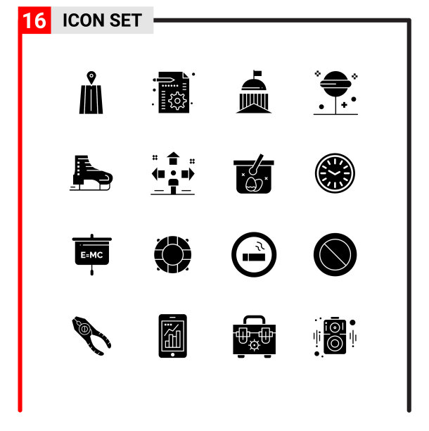 将16个实字形、符号和符号分组图片下载
