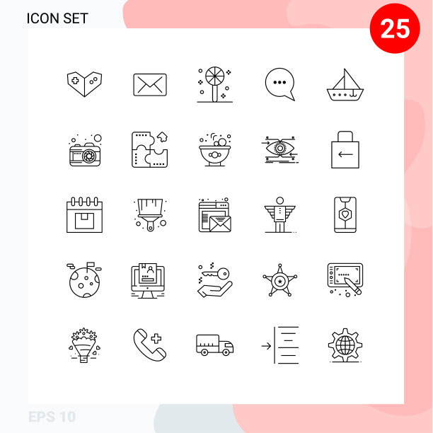 25个通用线符号符号相机图片下载