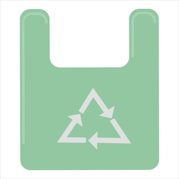 绿色环保购物袋，矢量图标在平面风格图片下载