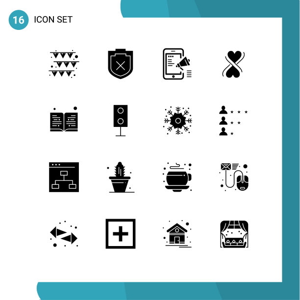 通用图标符号组16个现代立体图片下载