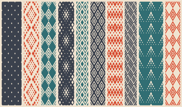 菱形无缝几何矢量图案集，菱形简单黑白壁纸背景，规则瓷砖设计图片集合。图片下载