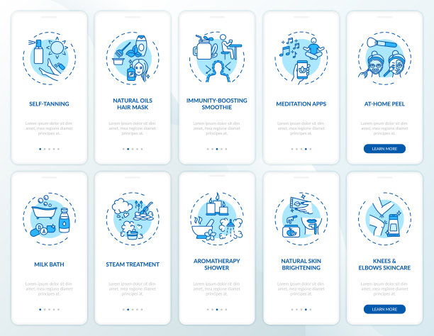 居家美容活动登陆手机应用页面屏幕与概念设置图片下载