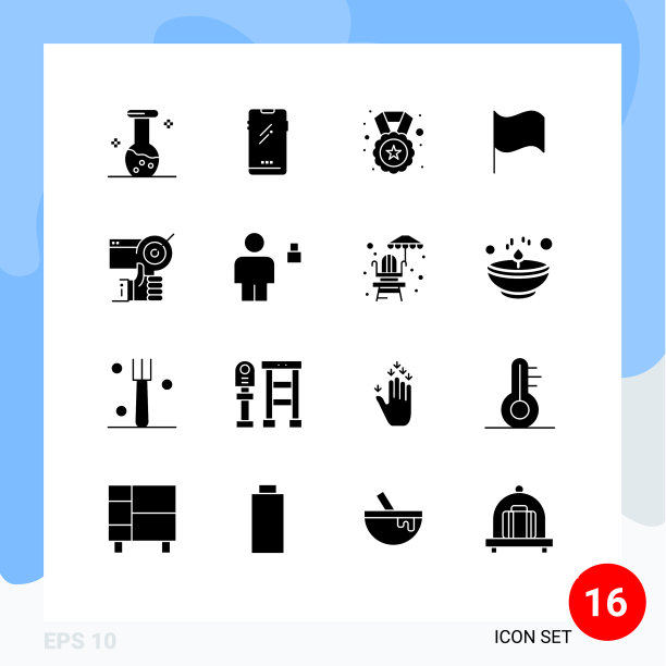 16固体字形概念的网站移动和图片下载