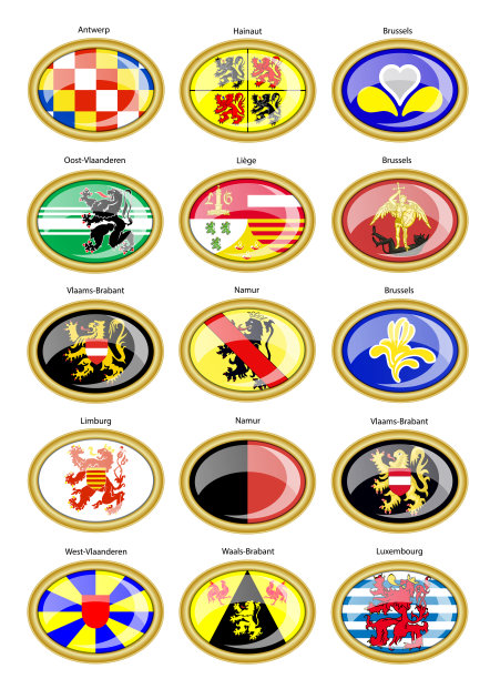一组矢量图标。省比利时。图片下载