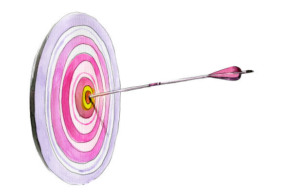 箭头的目标。水彩插图孤立的白色背景。图片下载
