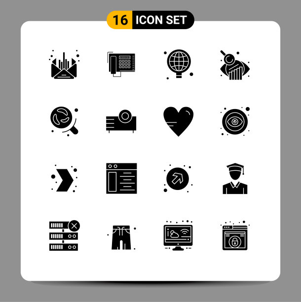 可编辑的线包16个简单的固体字形图片下载