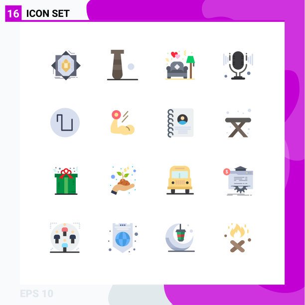 16个主题平色和可编辑的符号图片下载