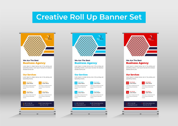 专业卷立条幅模板设计集，现代卷立条幅捆绑，卷立条幅模板图片下载