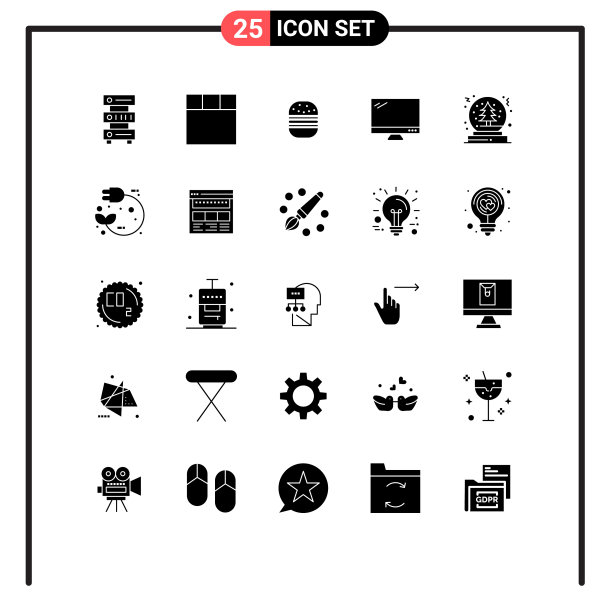 25个创意图标的现代符号和符号图片下载